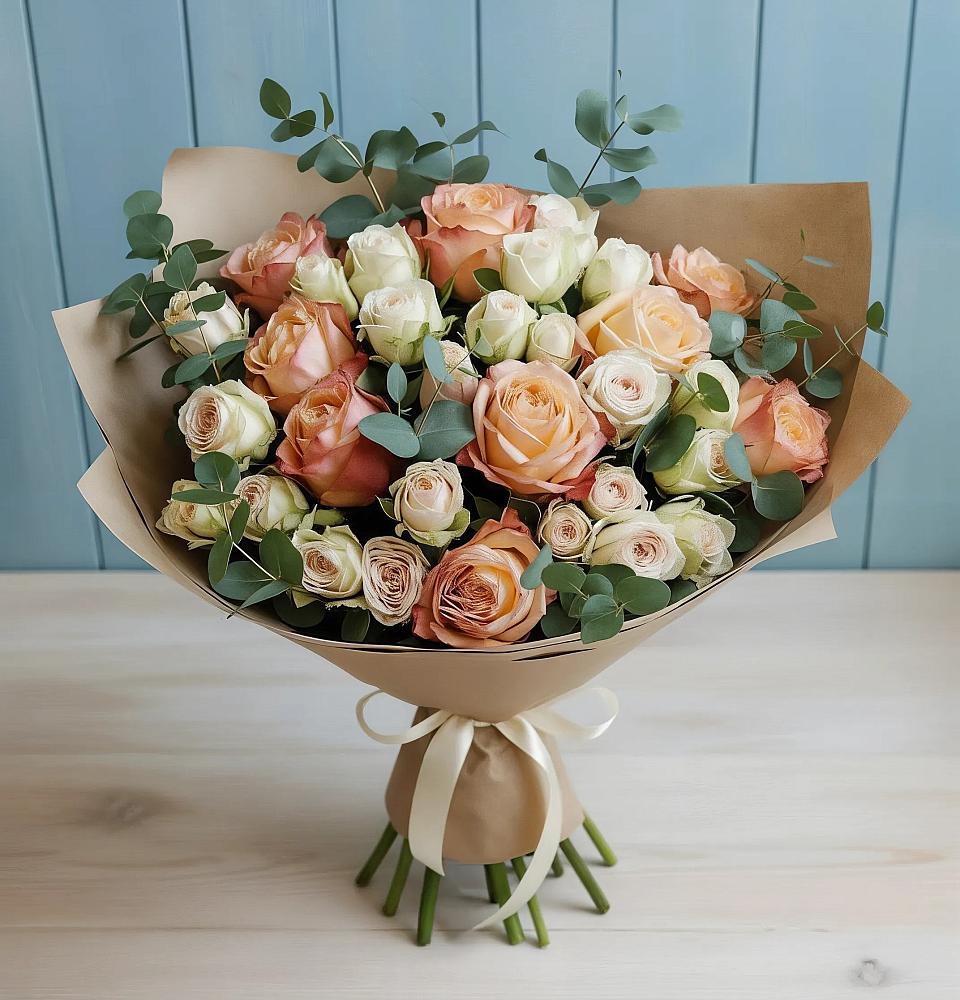 Букет цветов из: Альстромерии и Розы в Приволжском Республики Марий Эл