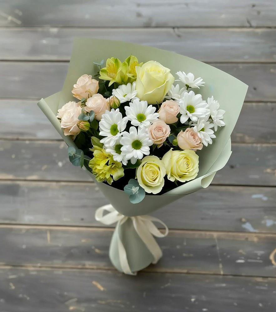Букет цветов из: Альстромерии, Розы и Хризантемы в Приволжском Республики Марий Эл