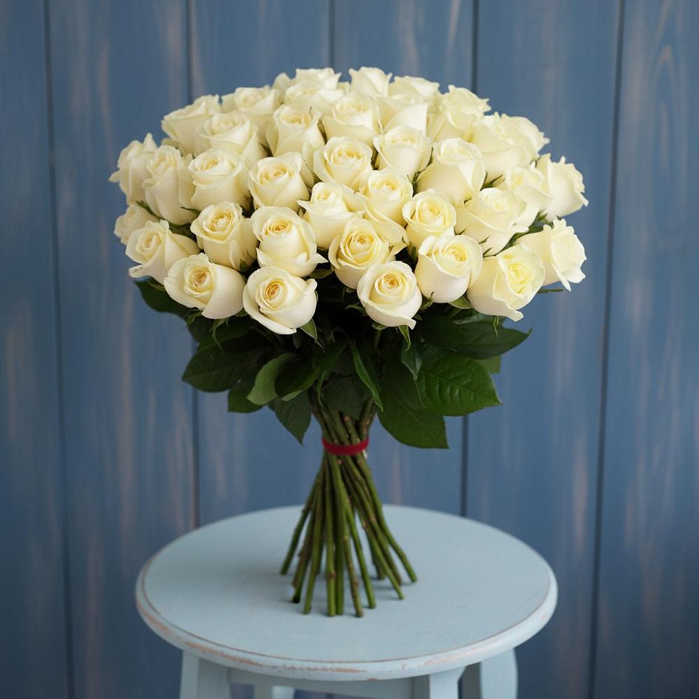 Букет 51 Белая роза Эдлесс Лав в Приволжском Республики Марий Эл