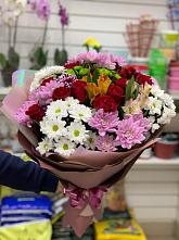 Букет цветов из:  Розы, Хризантемы и Альстромерии #REPLACE_PRED# Приволжском Республики Марий Эл