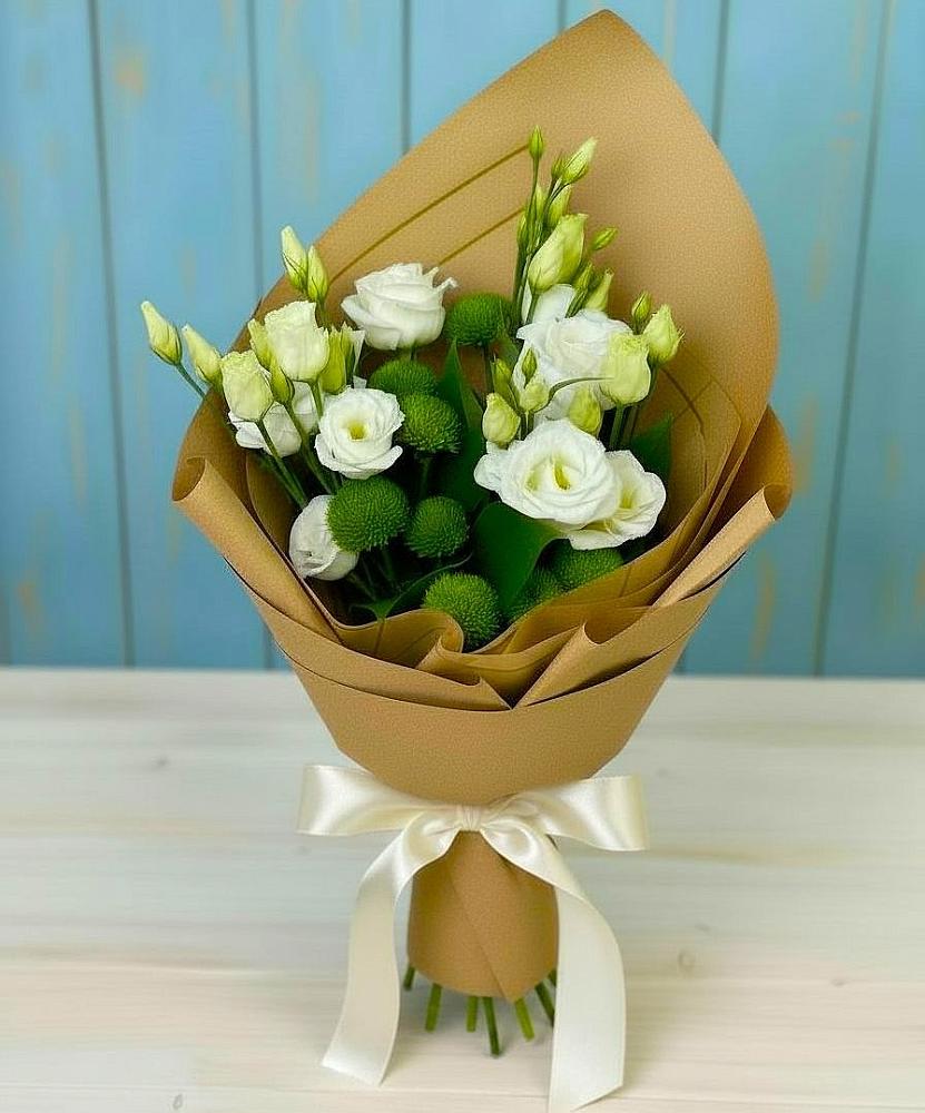 Букет цветов из: Хризантемы и Лизиантусы в Приволжском Республики Марий Эл