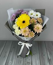 Букет цветов из:  Розы, Герберы и Хризантемы в Приволжском Республики Марий Эл