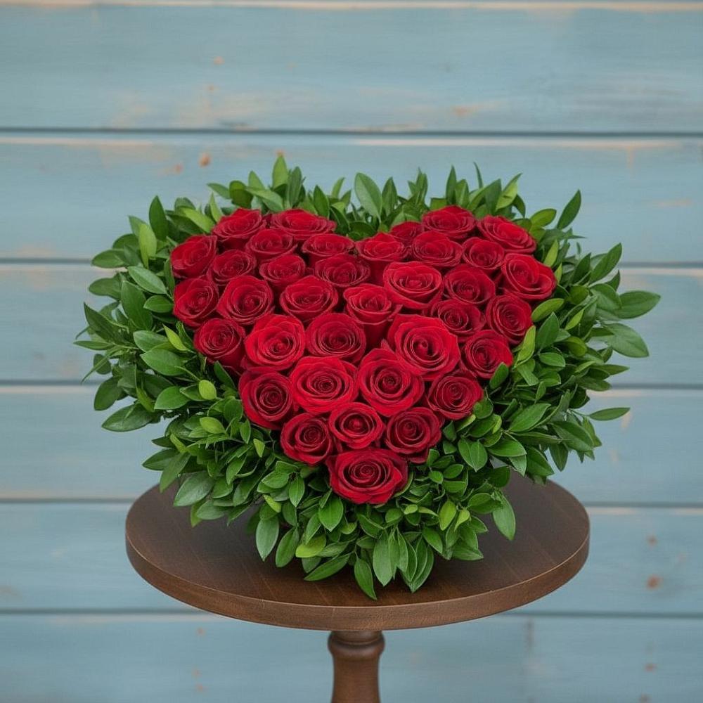 Цветочная композиция из Розы в виде сердца в Приволжском Республики Марий Эл