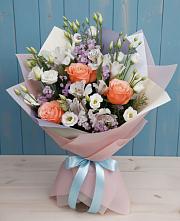 Букет цветов из:  Лизиантусы, Розы, Альстромерии и Гипсофила #REPLACE_PRED# Приволжском Республики Марий Эл