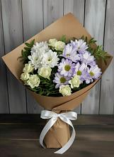 Букет цветов из:  Хризантемы и Розы в Приволжском Республики Марий Эл