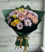 Букет цветов из:  Хризантемы и Розы в Приволжском Республики Марий Эл