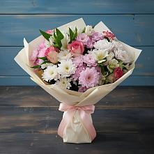 Букет цветов из:  Хризантемы, Альстромерии и Розы #REPLACE_PRED# Приволжском Республики Марий Эл