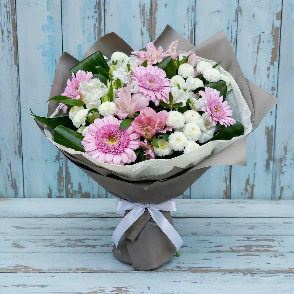 Букет цветов из: Герберы, Альстромерии и Хризантемы в Приволжском Республики Марий Эл