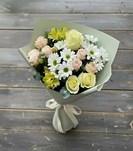 Букет цветов из:  Альстромерии, Розы и Хризантемы в Приволжском Республики Марий Эл