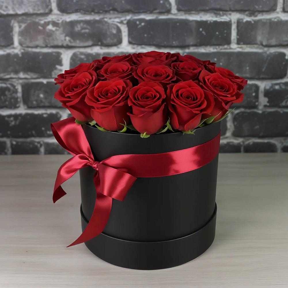 Цветочная композиция из Розы в шляпной коробке в Приволжском Республики Марий Эл