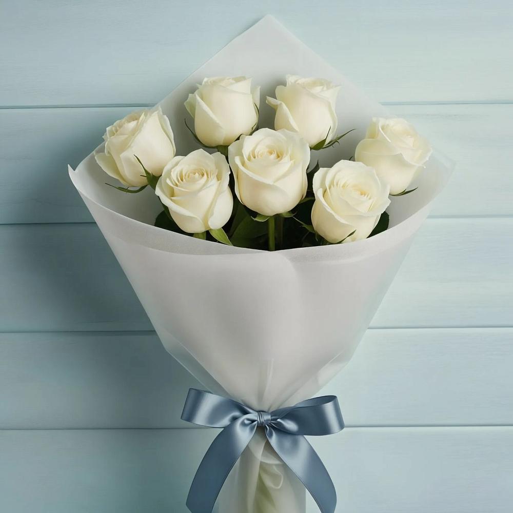 Букет 7 Белых роз Эдлесс Лав в Приволжском Республики Марий Эл