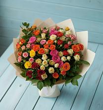 Букет Микс из разноцветных кустовых роз в Приволжском Республики Марий Эл